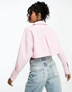 Shirts*DESIGN Ultimate Cropped Shirt In Pink Stripe