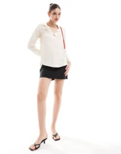 Shirts*DESIGN Ultimate Satin Shirt In Ivory Oyster