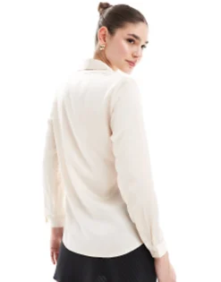 Shirts*DESIGN Ultimate Satin Shirt In Ivory Oyster