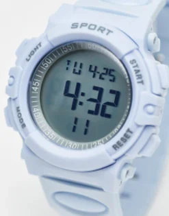Watches*DESIGN Unisex Silicone Digital Watch In Baby Blue