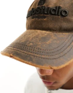 Caps & Hats*DESIGN Waxed Trucker Cap In Washed Brown