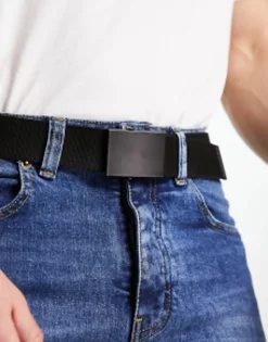 Belts*DESIGN Webbing Belt With Matte Buckle In Black