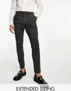 Suits & Tailoring*DESIGN Wedding Super Skinny Wool Mix Puppytooth Suit In Charcoal