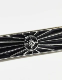 Ties*DESIGN Wedding Tie Bar With Black Enamel And Crystal Star Detail In Tone Silver
