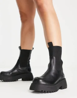 Chelsea Boots*DESIGN Wide Fit Adelaide Leather Chelsea Boots In Black Black Leather