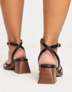 Sandals*DESIGN Wide Fit Hastings Mid Block Heeled Sandals In Black