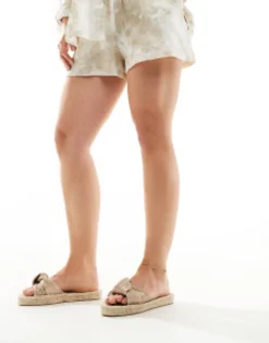 Flat Sandals*DESIGN Wide Fit Jade Knotted Espadrille Mules In Gold
