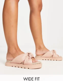 Flat Sandals*DESIGN Wide Fit Jemima Cross Strap Espadrilles In Light Pink