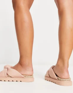 Flat Sandals*DESIGN Wide Fit Jemima Cross Strap Espadrilles In Light Pink