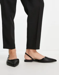 Flat Shoes*DESIGN Wide Fit Lane Slingback Ballet Flats In Black