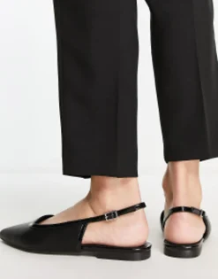 Flat Shoes*DESIGN Wide Fit Lane Slingback Ballet Flats In Black