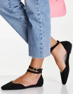Flat Shoes*DESIGN Wide Fit Lift Ballet Flats In Black