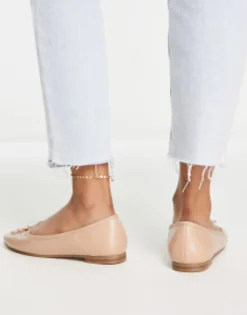 Flat Shoes*DESIGN Wide Fit Lullaby Bow Ballet In Beige