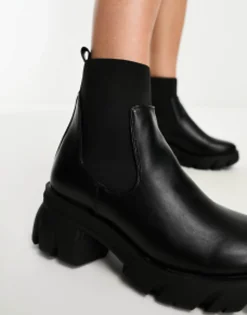 Chelsea Boots*DESIGN Wide Fit Reed Chunky Chelsea Boots In Black