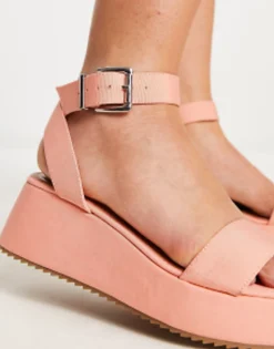 Flat Sandals*DESIGN Wide Fit Tati Flatform Sandals In Peach