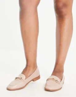 Loafers*DESIGN Wide Fit Verity Loafer Flat Shoes With Trim In Blush