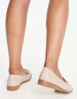 Loafers*DESIGN Wide Fit Verity Loafer Flat Shoes With Trim In Blush