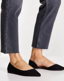 Flat Shoes*DESIGN Wide Fit Virtue D'Orsay Pointed Ballet Flats In Black