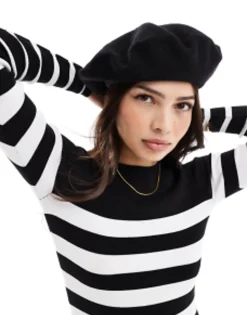 Hats*DESIGN Wool Beret With Improved Fit In Black