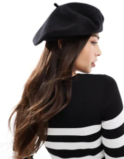 Hats*DESIGN Wool Beret With Improved Fit In Black