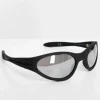 Sunglasses*DESIGN Wrap Around Racer Sunglasses With Mirrored Lens In Matte Black