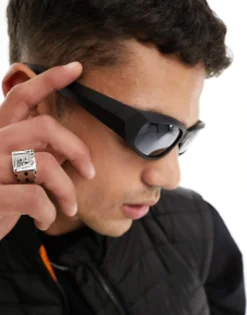 Sunglasses*DESIGN Wrap Around Racer Sunglasses In Matte Black