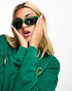 Sunglasses*DESIGN Wrap Visor Sunglasses In Crystal Green