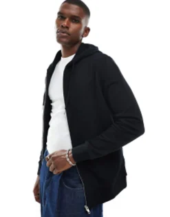 Tracksuits*DESIGN Zip Through Hoodie In Black
