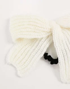 Hair Accessories*DesignB London Knitted Bow Hair Tie In White