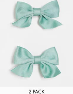 Hair Accessories*DesignB London Pack Of 2 Bow Hair Clips In Mint
