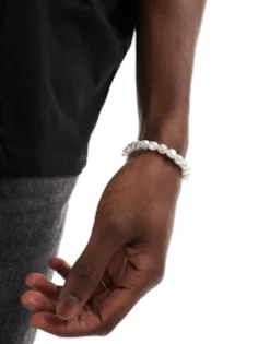 Gifts*FADED FUTURE Elasticated Bracelet In White Pearl