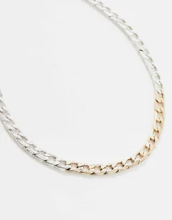 Gifts*FADED FUTURE Two Tone Antique Chain Necklace In Silver