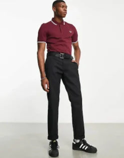 Polo Shirts*Fred Perry Twin Tipped Logo Polo In Burgundy