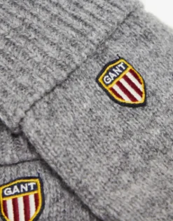 Gloves*Gant Wool Gloves In Grey With Shield Logo Dark Grey Melange