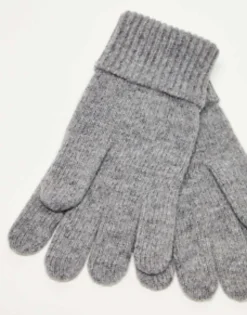 Gloves*Gant Wool Gloves In Grey With Shield Logo Dark Grey Melange