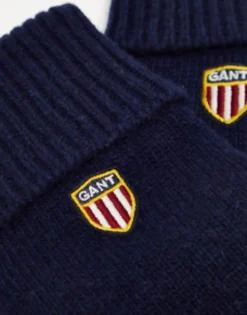 Gloves*Gant Wool Gloves In Navy With Shield Logo Evening Blue