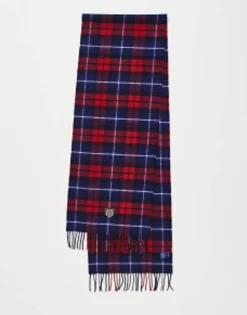 Scarves*Gant Wool Scarf In Red Check With Shield Logo Ruby Red
