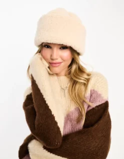 Beanies*Glamorous Borg Turnup Beanie In Cream