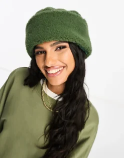 Beanies*Glamorous Borg Turnup Beanie In Khaki