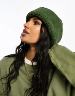 Beanies*Glamorous Borg Turnup Beanie In Khaki