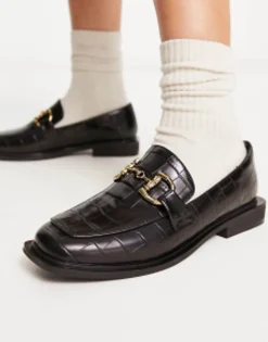 Loafers*Glamorous Horsebit Loafers In Black Croc