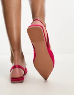 Flat Shoes*Glamorous Slingback Embellished Pointed Toe Flats Pink