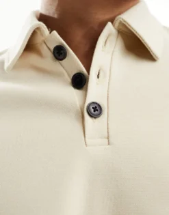 Polo Shirts*Harry Brown Mock Neck Polo Top In Oatmeal