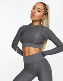 Shorts*HIIT Wbseamless Textured Long Sleeve Crop Top, Bralet, Booty Short And Legging