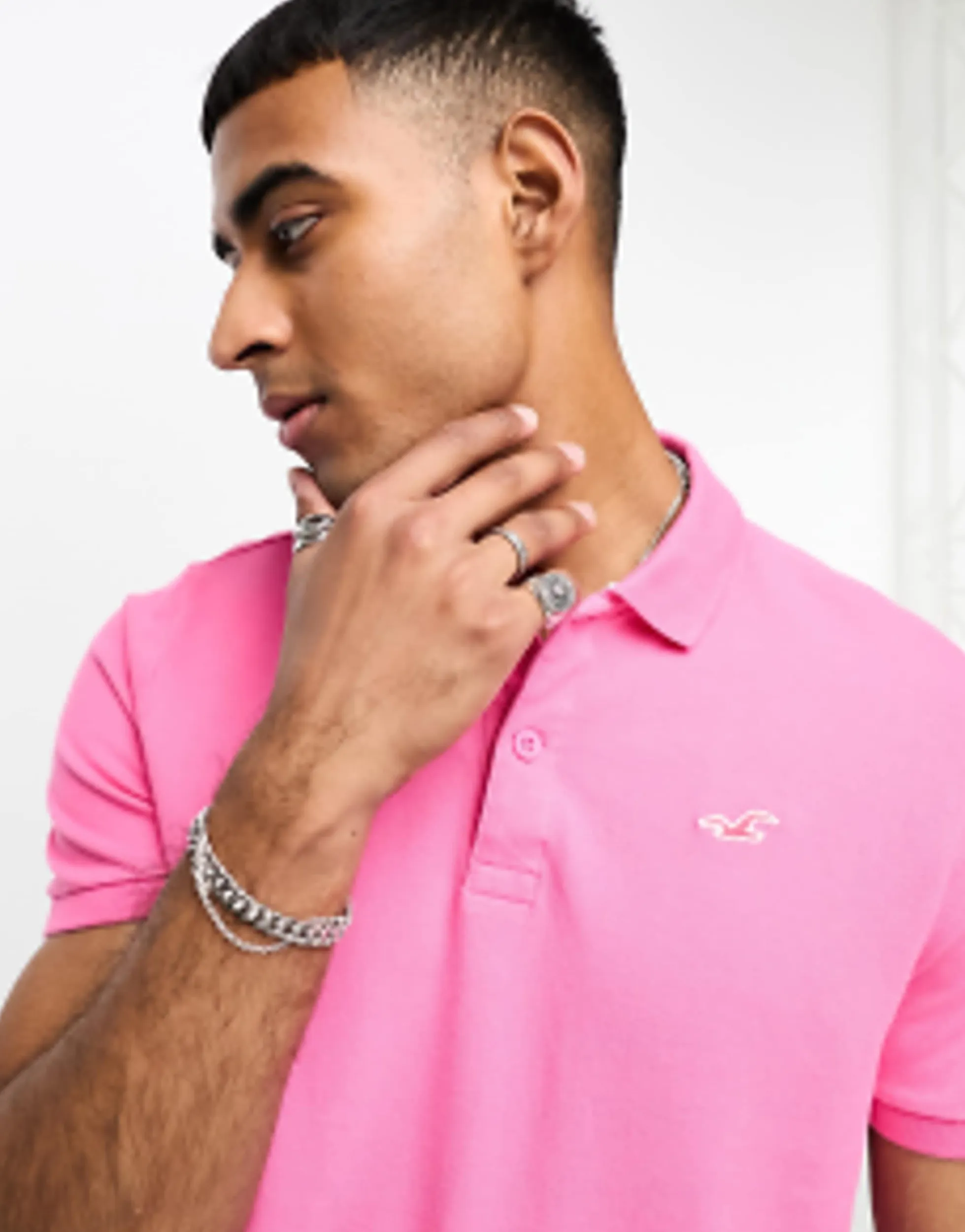 Polo Shirts*Hollister Icon Logo Pique Polo In Pink