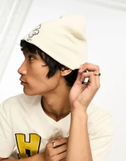 Beanies*HUF Bad News Beanie In With Bear Embroidery White