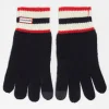 Gloves*Hunter Logo Knitted Gloves In Black With Stripe Red