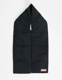 Scarves*Hunter Quilted Zip Front Scarf With Pockets In Black