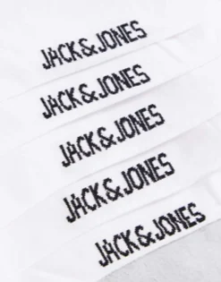 Socks*Jack & Jones 5 Pack Logo Sports Socks In White