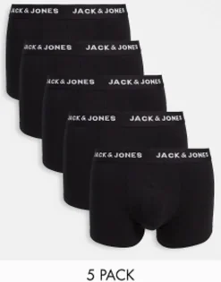 Underwear*Jack & Jones 5 Pack Trunks In Black